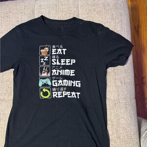 Black Graphic Tee with Fun Icons